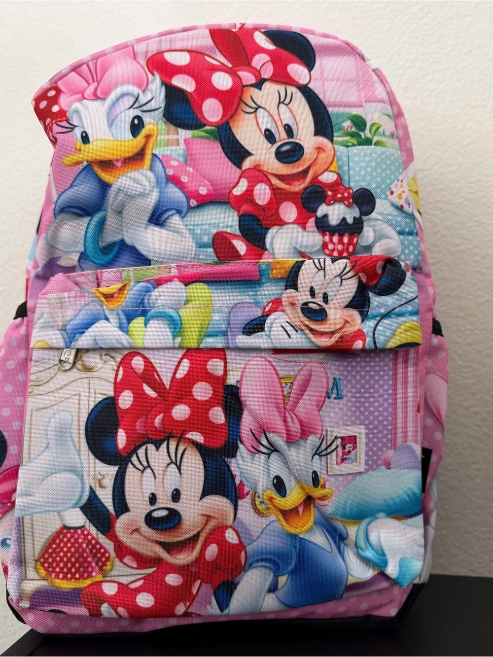 Disney Pink Minnie & Daisy Kids Backpack with Polka Dot Bow Print